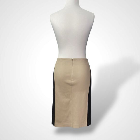 Monika Chiang Real Leather Skirt Women Size L Beige Business Casual Knee Length - Picture 3 of 10